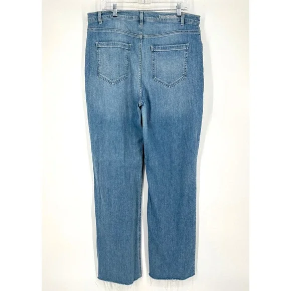 Favorite Daughter Jordie Wide Leg Jeans Sz 34 Long Super High Rise Blue Cotton - Picture 10 of 16